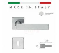 COPPIA MANIGLIE MANIGLIA ROSETTA LINEARE CROMO SATINATO PORTE INTERNE MODERNA