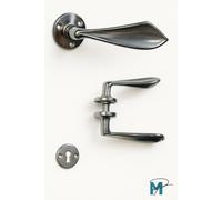 Coppia Maniglie Porta Interne Cromate Vintage con Rosetta Foro Chiave Stil Retró