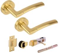 Coppia Maniglie Porta su Rosetta, Bullet per le maniglie della privacy | Set completo per porte interne con meccanismo a scatto, design minimale per ogni ambiente