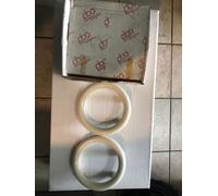 COPPIA MANIGLIONI ROTONDI TONDI ANELLO BIANCO INTERASSE 18 COME FOTO SENZA