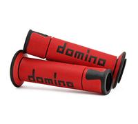 COPPIA MANOPOLE DOMINO A450 ROSSO/NERO RACING MOTO SCOOTER STRADALI FORATE
