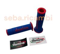COPPIA MANOPOLE DOMINO BLU ROSSO MANUBRI DIAMETRO 22 MOTO SCOOTER UNIVERSALI