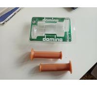 COPPIA MANOPOLE DOMINO COLORE MARRONE CUOIO VINTAGE PER MOTO D'EPOCA