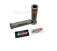 COPPIA MANOPOLE DOMINO GRIGIO NERO MANUBRI 22 MM MOTO SCOOTER UNIVERSALI