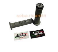 COPPIA MANOPOLE DOMINO GRIGIO NERO MANUBRI DIAMETRO 22 MOTO SCOOTER UNIVERSALI
