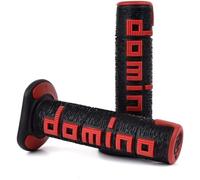 COPPIA MANOPOLE DOMINO MOTO CROSS ENDURO OFF-ROAD NERO/ROSSO 331287