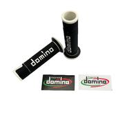 COPPIA MANOPOLE DOMINO NERO BIANCO MANUBRI DIAMETRO 22 MOTO SCOOTER UNIVERSALI