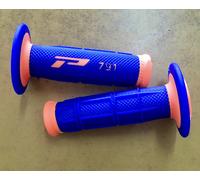 COPPIA MANOPOLE DOPPIA MESCOLA ARANCIO FLUO BLU HUSQVARNA KTM FANTIC BETA