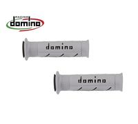 COPPIA MANOPOLE DOMINO GRIGIO NERO MANUBRI 22 MM MOTO SCOOTER UNIVERSALI