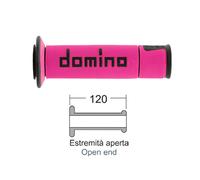COPPIA MANOPOLE MANUBRIO DOMINO PER MOTO ROAD-RACING UNIVERSALI FUCSIA/NERO