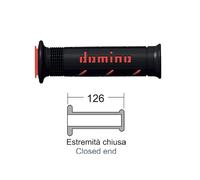 Manopole Racing DOMINO Super Soft 126mm Nero/Rosso a25041c4240 per Moto Ricambi