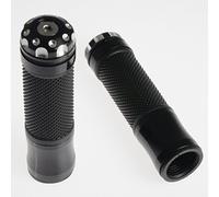 Coppia Manopole Metallo Gomma Moto Scooter Custom Universali Manubrio Nero