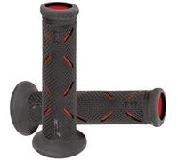 Coppia Manopole Road Progrip 717 Doppia Densità Nero / Rosso Per Moto Scooter