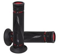 Coppia Manopole Road Progrip 838 Doppia Densità Nero / Rosso Per Moto Scooter