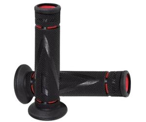 Coppia Manopole Road Progrip 838 Doppia Densità Nero / Rosso Per Moto Scooter