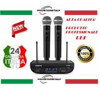 COPPIA MICROFONI SENZA FILI WIRELESS UHF ALTA QUALITA' CON DISPLAY + VALIGETTA