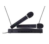 COPPIA MICROFONI WIRELESS SENZA FILI CON BASE RICEVITORE 10 MT KARAOKE AT-306