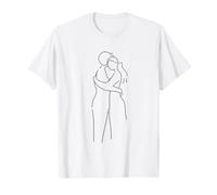 Coppia Minimalista Abbraccio Romantico One Line Art Maglietta