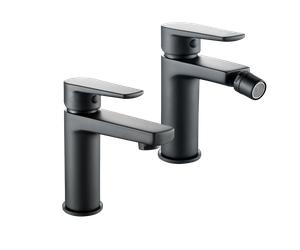 Coppia Miscelatore Rubinetto Bidet e Miscelatore Lavabo Linea Africa Nero Opaco