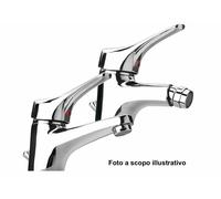 COPPIA MISCELATORI BIDET + RUBINETTO LAVABO BAGNO CROMATO CON FLESSIBILI