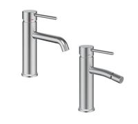 Coppia Miscelatori Monocomando Lavabo Bidet Bagno Serie Jazz QuickInstall - : , CONFEZIONE: 1 pz., Finitura-: Nickel Spazzolato