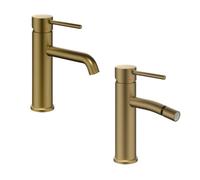 Coppia Miscelatori Monocomando Lavabo Bidet Bagno Serie Jazz QuickInstall - : , CONFEZIONE: 1 pz., Finitura-: Oro Matt Satinato