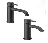 Coppia Miscelatori Monocomando Lavabo + Bidet Nero Opaco - MAIRA