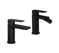 Coppia Miscelatori Monocomando Lavabo + Bidet Nero Opaco - TIMEA
