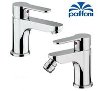 COPPIA MISCELATORI PAFFONI LAVABO E BIDET RUBINETTI MODELLO BLU CON PILETTA