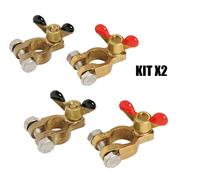 COPPIA MORSETTI PER BATTERIA 12VOLT DIFFERENZIATI, OTTONE CROMATO + INOX KIT X2