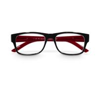 Coppia occhiali, plastica riciclata, nero/rosso, + 1,5 dtp