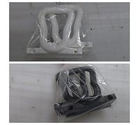 COPPIA Occhiello occhielli gancio ganci per tenda da sole modello a caduta di colore bianco e nero compreso di viteria (Bianco 01)