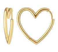 Coppia Orecchini a Cerchio Cuori in Argento 925 Dorato Giallo 25x2,4mm