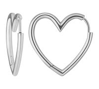 Coppia Orecchini a Cerchio Cuori in Argento 925 Rodinato 25x2,4mm