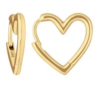 Coppia Orecchini a Cerchio Cuori Schmuck Krone In Argento 925 Dorati 15x2mm