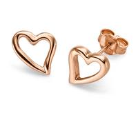 Coppia Orecchini a Perno Cuori in 585 Oro Rosé 11,5x10mm Senza Pietra