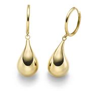 Coppia Orecchini Cerchi con Gocce in 585 Oro Giallo 39x12mm
