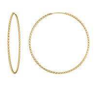 Coppia Orecchini Cerchi Creolen In Argento 925 Dorati 60x1,8mm
