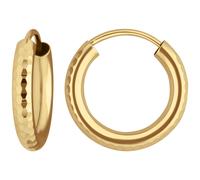 Coppia Orecchini Cerchi Creolen Tonchaia 585 Oro Giallo 15x2,5mm