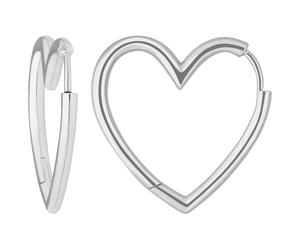 Coppia Orecchini Cerchi Cuori 925 Argento Sterling 25x2,4mm
