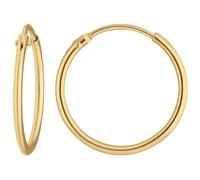 Coppia Orecchini Creolen In Oro Giallo 585 17x1,3mm Lisci Senza Pietra