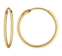 Coppia Orecchini Creolen In Oro Giallo 585 17x1,3mm Lisci Senza Pietra