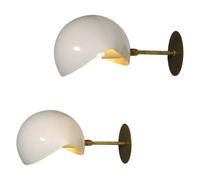 Coppia Ottone Muro Lampada Paralume Bianco Scone Fatto a Mano Rustico Unico Per