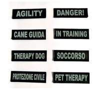 Coppia Pacht Etichette Riflettenti per Pettorina imbragatura cane JULIUS-K9 (CANE GUIDA, 11x3 cm)