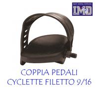 Coppia pedali per CYCLETTE CICLO BICI da CAMERA con cinghiette FILETTO 9/16 14mm