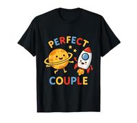 Coppia Perfetto Pianeta Rocket Cute Humor Maglietta