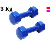 Coppia Pesi palestra 3kg manubrio antiscivolo esagonale gommato allenamento