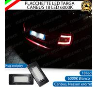 COPPIA PLACCHETTE LED LUCI TARGA 18 LED SKODA RAPID 6000K BIANCO NO ERROR