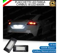COPPIA PLACCHETTE PLAFONIERE LED TARGA AUDI TT 8J CANBUS 6000K BIANCO 18 LED