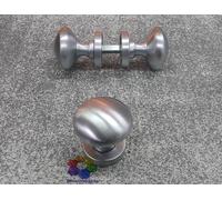 Coppia Pomo Maniglia Pomolo Girevole Tondo Porta Portone Acciaio Cromo Sat 55 Mm